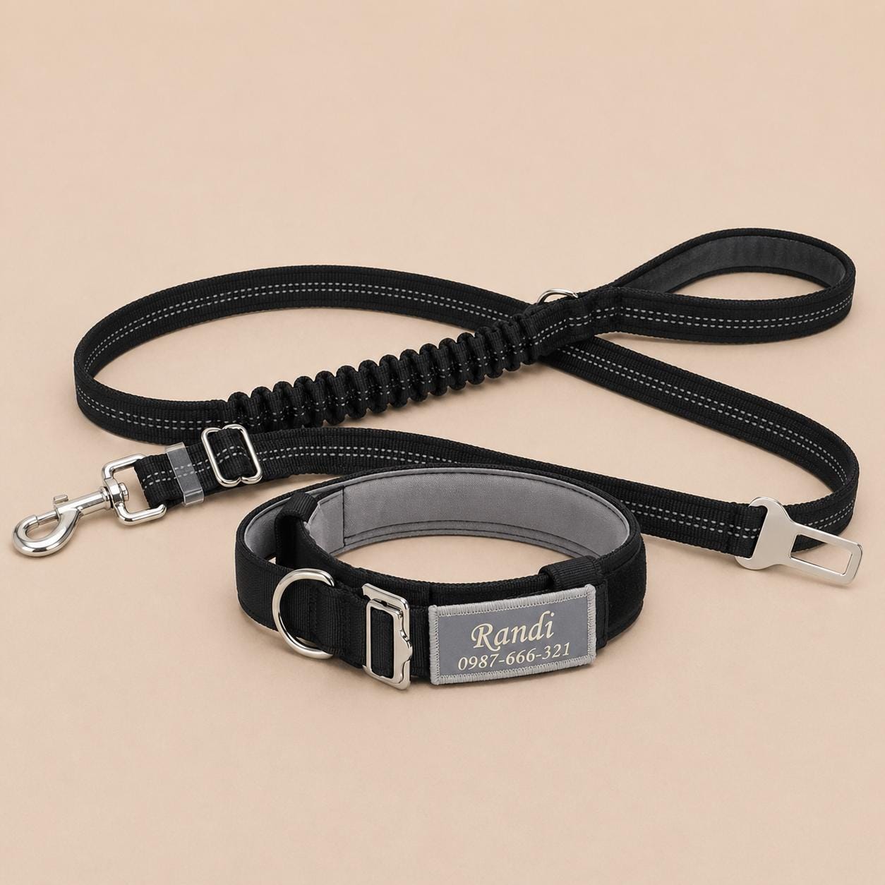 Tactical Dog Collar with Control Handle, Heavy Duty Lightweight Nylon Personalised Collar, 4 Colors, Reflective Adjustable K9 Dog Collar