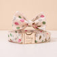 Spring Floral Dog Collar, Optional Matching Bow Tie, Leash, Personalized Engraved Pet Collar Set, Custom Garden Puppy Collar Gift