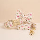Floral Dog Collar with Bow Tie, Personalized Engraved Buckle, Spring Wildflower Puppy Collar, Custom Pet Collar Set with Name and Phone Gift