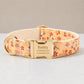 Japanese Floral Dog Collar, Personalized Engraved Name Pet Collar, Cherry Blossom Collar with Leash & Bow Tie, Asian Floral Puppy Collar