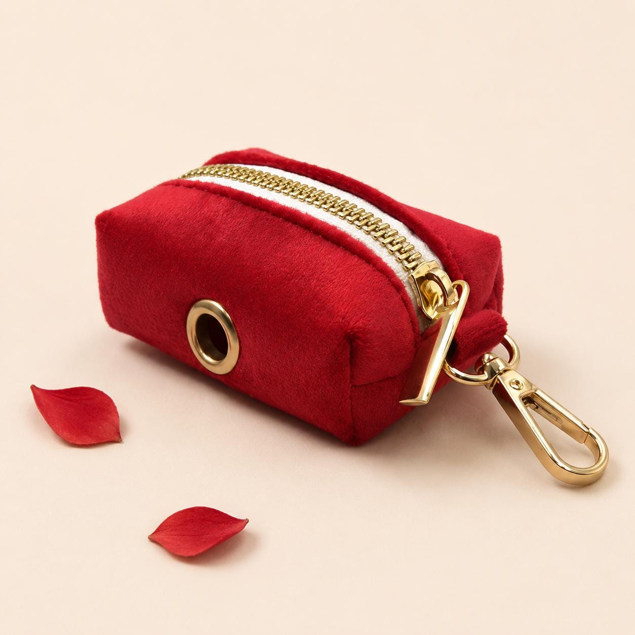 Personalized Red Velvet Dog Harness Set | Dog Collar Leash Bow Flower Poop Bag | Custom Name | Mix & Match 7-Piece Set