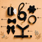 Custom Black Velvet Dog Harness Set | Personalized Name Collar Rope Leash Bow Poop Bag | Mix & Match 7-Piece Set