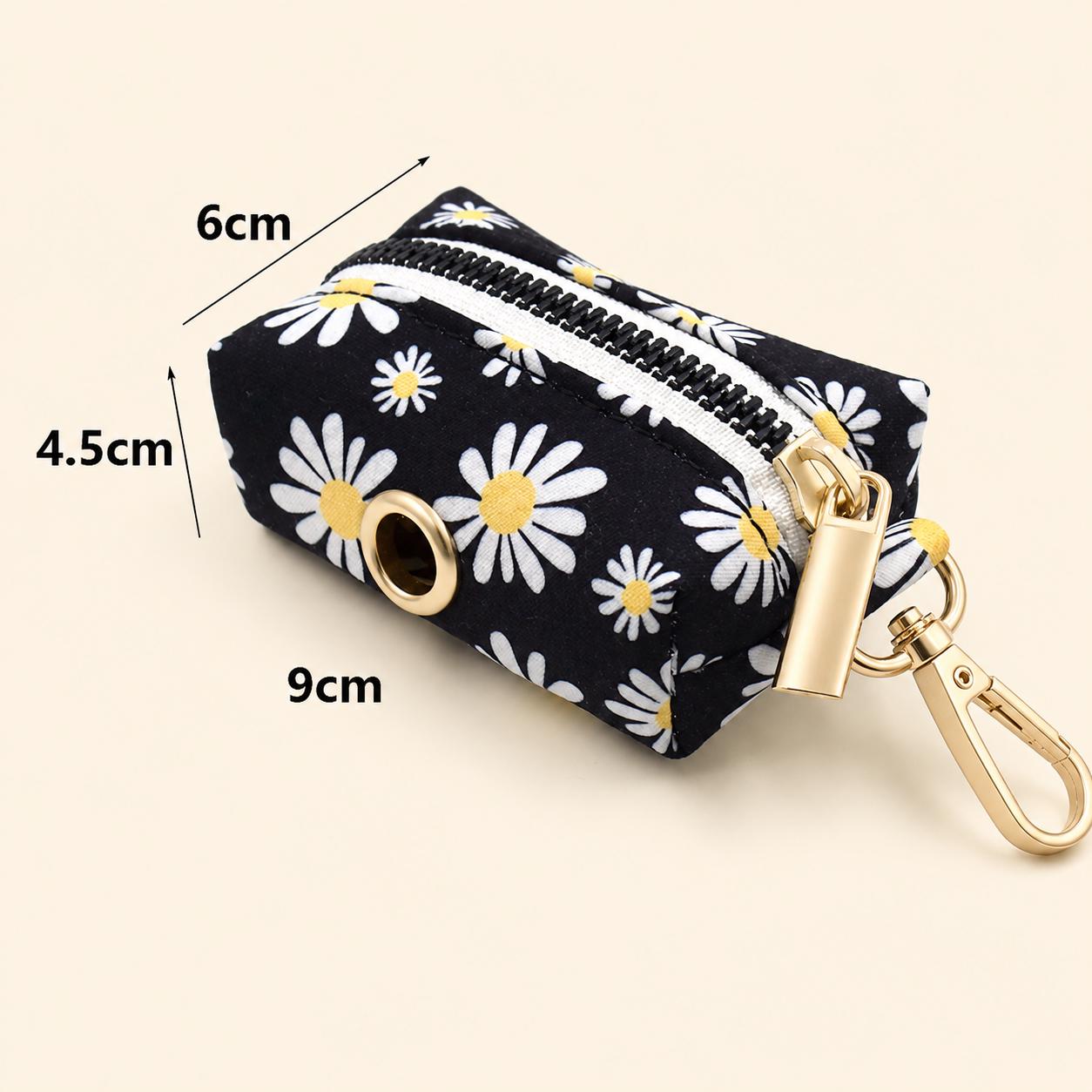 Personalized Black Daisy Dog Harness | Custom Name Collar Leash Bowtie Poop Bag | Mix & Match Walking Set | Floral Print XS-XL