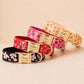 Japanese Floral Dog Collar, Personalized Engraved Name Pet Collar, Cherry Blossom Collar with Leash & Bow Tie, Asian Floral Puppy Collar