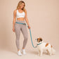 Hands Free Dog Leash and Matching Collar Set | Blue Geometric Pattern | Adjustable Waist Leash | Running Walking Leash | Gift for Dog Mom 1