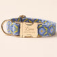 Hands Free Dog Leash and Matching Collar Set | Blue Geometric Pattern | Adjustable Waist Leash | Running Walking Leash | Gift for Dog Mom 1