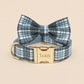 Personalized Blue Plaid Dog Harness, Optional Custom Name Collar Rope Leash Set, Tartan Check XS-XL