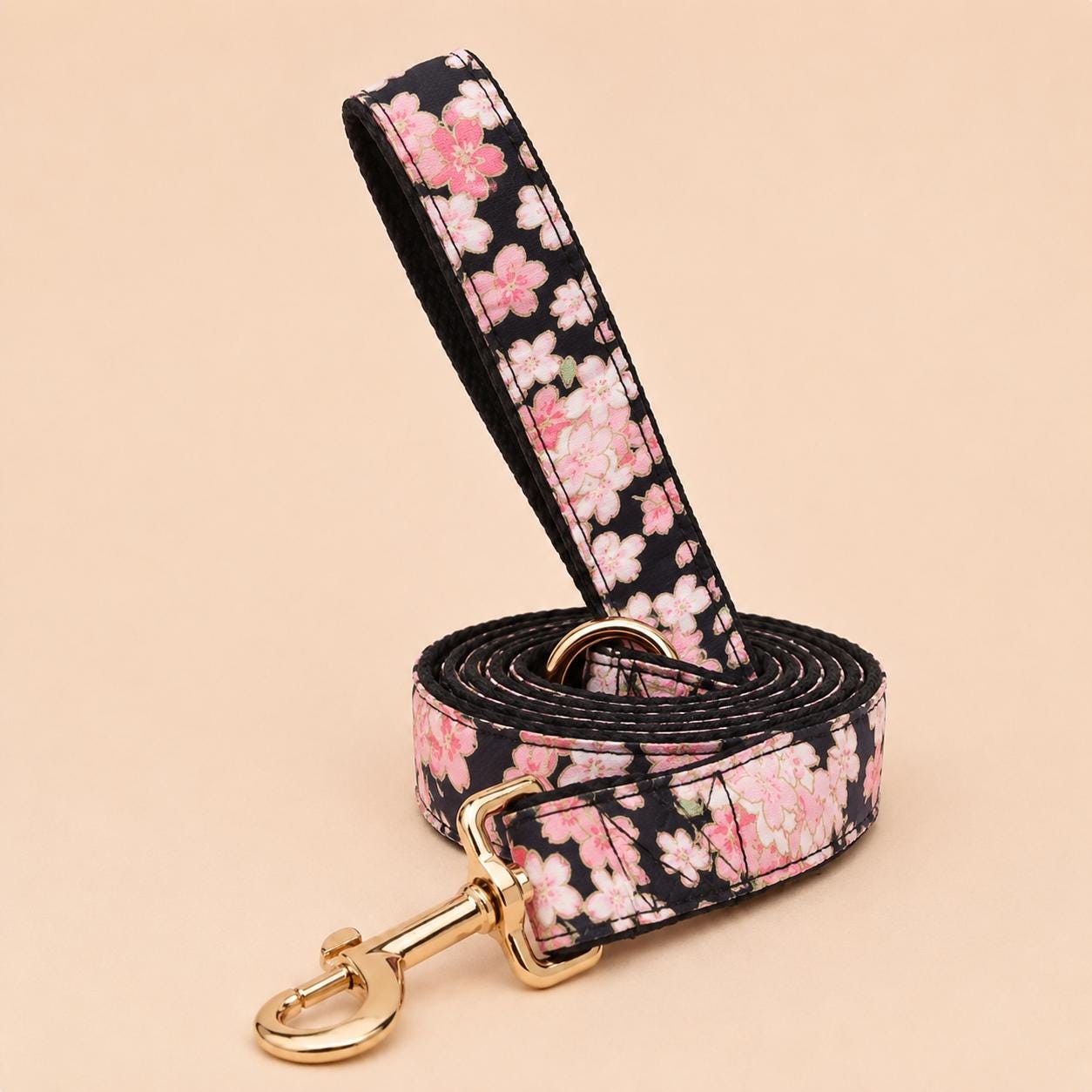 Black Floral Dog Harness, Custom Name Collar Optional Matching Leash Bow | Mix & Match 7-Piece Set XS S M L XL