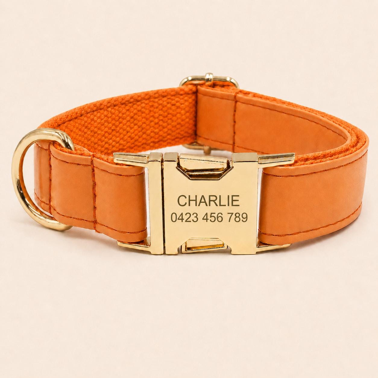 PU Leather Dog Collar, Optional Custom Airtag Holder with Engraving, Easy to Clean, Rope Leash, Matching Poop Bag