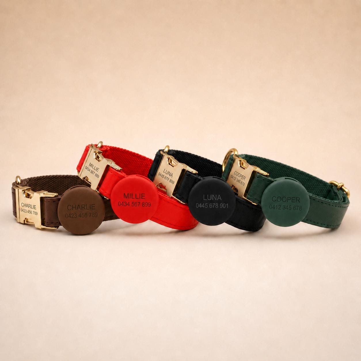 PU Leather Dog Collar, Custom AirTag Holder, Engraved Name, Rope Leash, Poop Bag, Dog Walking Set Gift, Black|Red|Green|Brown