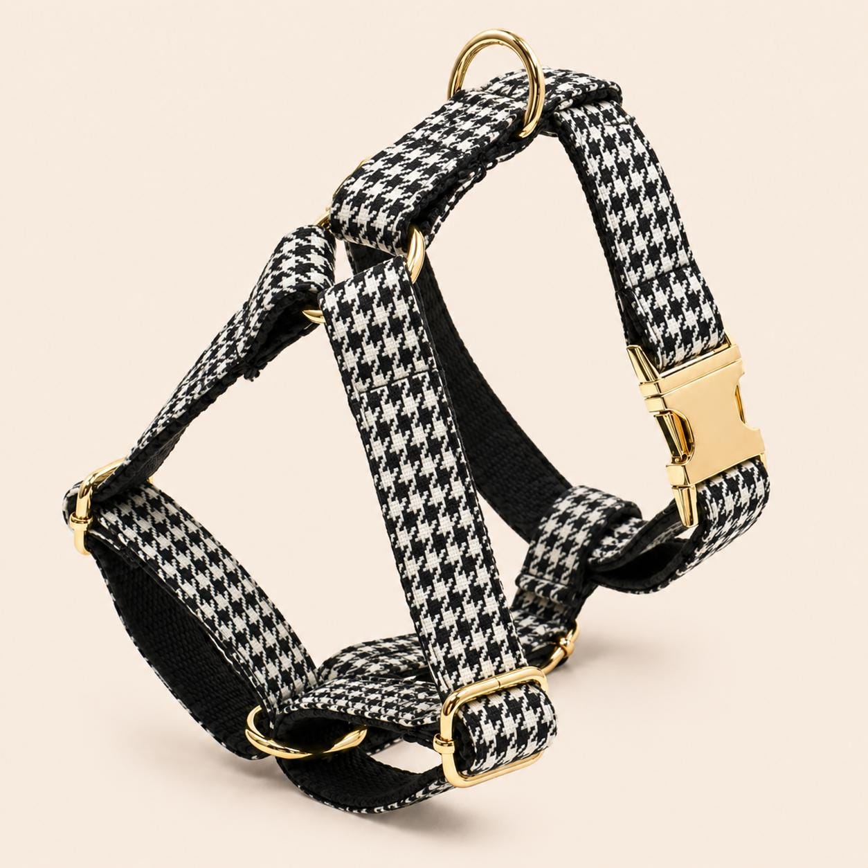 Personalized Houndstooth Dog Harness | Custom Name Collar Leash Bowtie Poop Bag | Mix & Match Walking Set | Check Print XS-XL