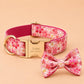 Pink Sakura Dog Harness, Personalised Name Collar Optional Matching Leash Bow | Gold Buckle Mix & Match Set XS S M L XL