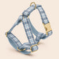 Personalized Blue Plaid Dog Harness, Optional Custom Name Collar Rope Leash Set, Tartan Check XS-XL