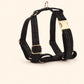 Black Tweed Dog Harness Set, Personalised Luxury Boucle Collar Leash Bow Tie | Engraved Gold Buckle Mix & Match XS S M L XL