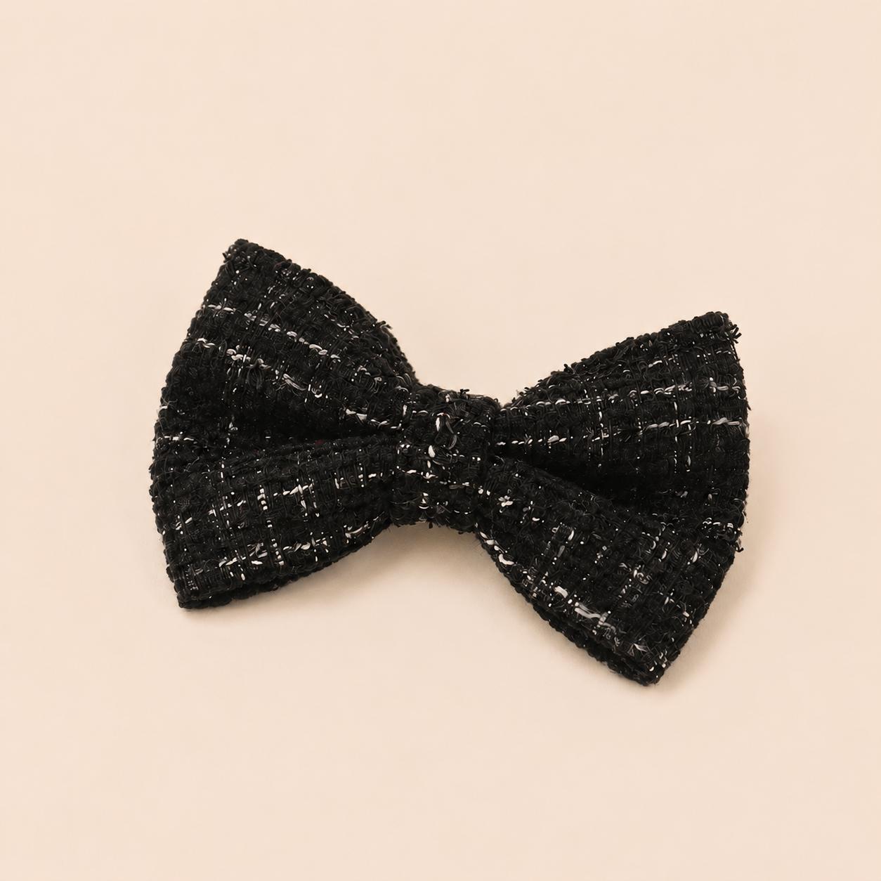 Black Tweed Dog Harness Set, Personalised Luxury Boucle Collar Leash Bow Tie | Engraved Gold Buckle Mix & Match XS S M L XL