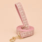 Pink Tweed Dog Harness, Personalised Name Collar Optional Matching Leash Bow | Gold Buckle Mix & Match Set XS S M L XL