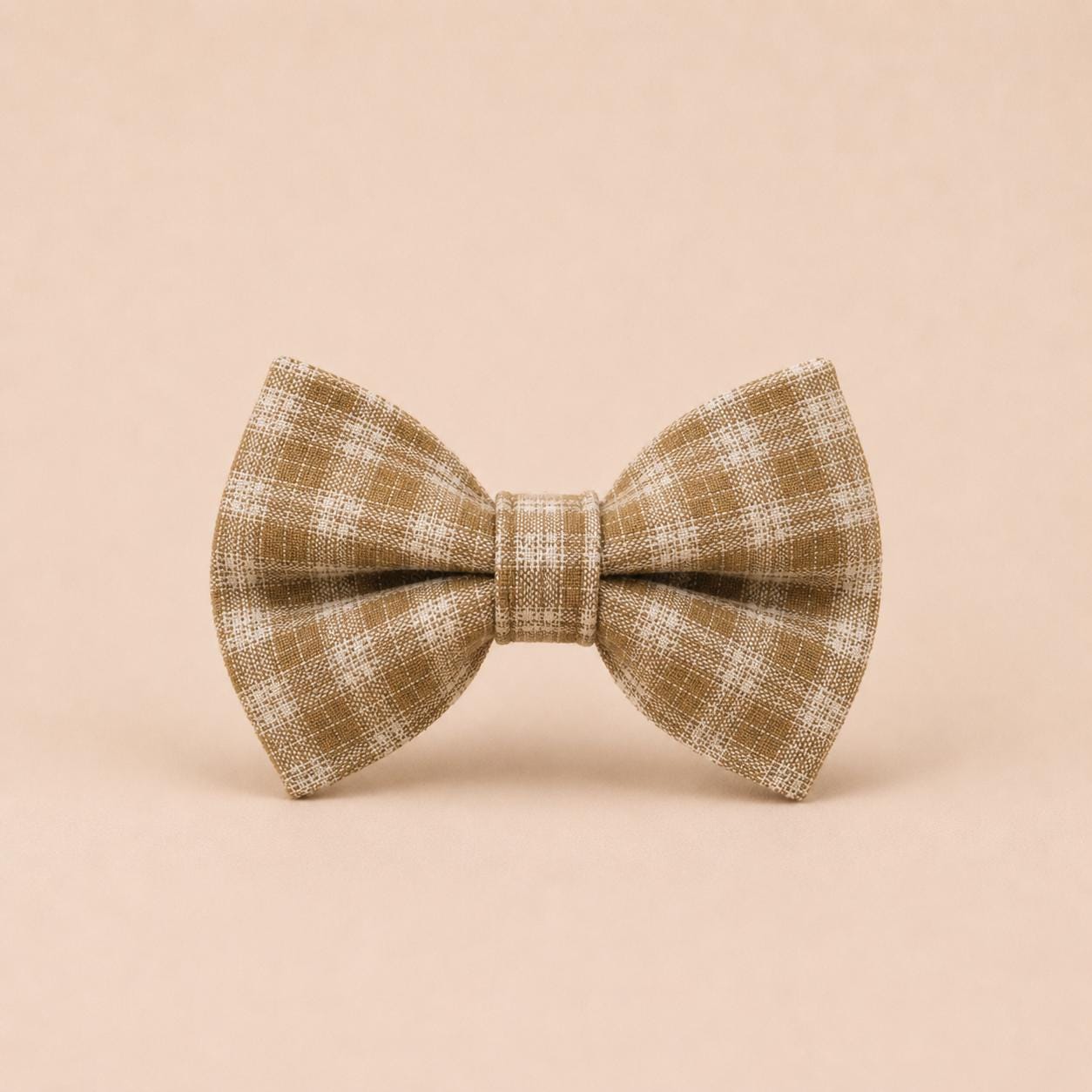 Khaki Tartan Dog Harness Optional Set, Personalised Plaid Collar Leash Bow | Engraved Gold Buckle Mix & Match XS S M L XL