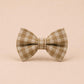 Khaki Tartan Dog Harness Optional Set, Personalised Plaid Collar Leash Bow | Engraved Gold Buckle Mix & Match XS S M L XL