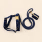Custom Green Velvet Dog Harness Set | Engraved Name Collar Leash Bowtie Poop Bag | Celestial Star Pet Gift XS-XL