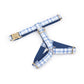 Custom Dark Blue Tartan Dog Harness Set, Personalized Name Collar & Rope Leash, Plaid Puppy Walking Kit XS-XL
