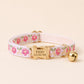 Floral Embroidered Cat Quick Release Collar, Engraved Name Buckle, Adjustable Kitten Pet Collar
