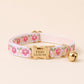 Floral Cat Collar, Engraved Name Buckle, Adjustable Kitten Collar, Polyester Pet Collar for Cats