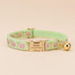 Floral Cat Collar, Engraved Name Buckle, Adjustable Kitten Collar, Polyester Pet Collar for Cats