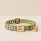 Floral Embroidered Cat Collar, Engraved Name Buckle, Adjustable Kitten Pet Collar