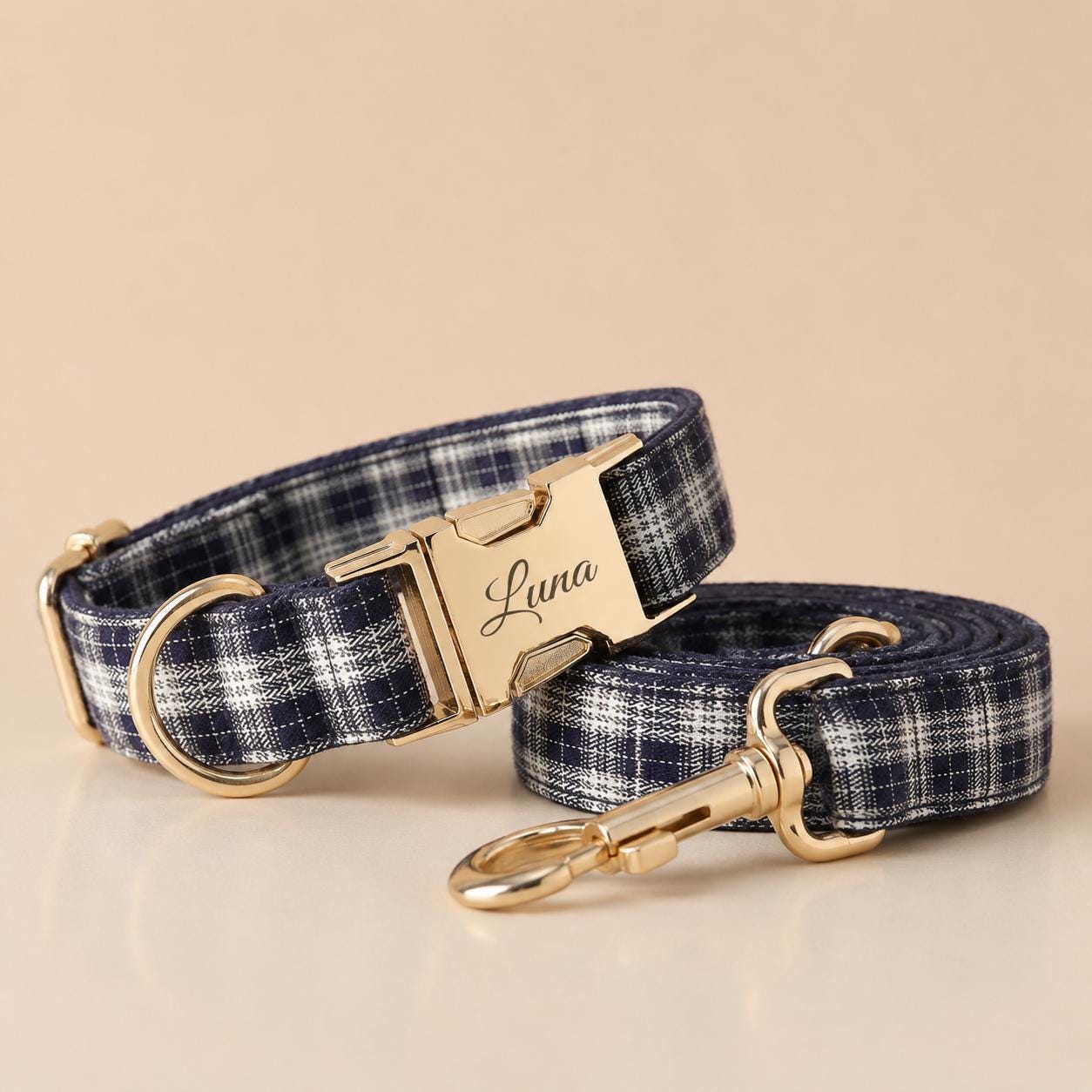 Custom Black and White Plaid Dog Harness & Optional Leash Set, Personalised Dog Harness Set, Collar Bow Tie, Adjustable