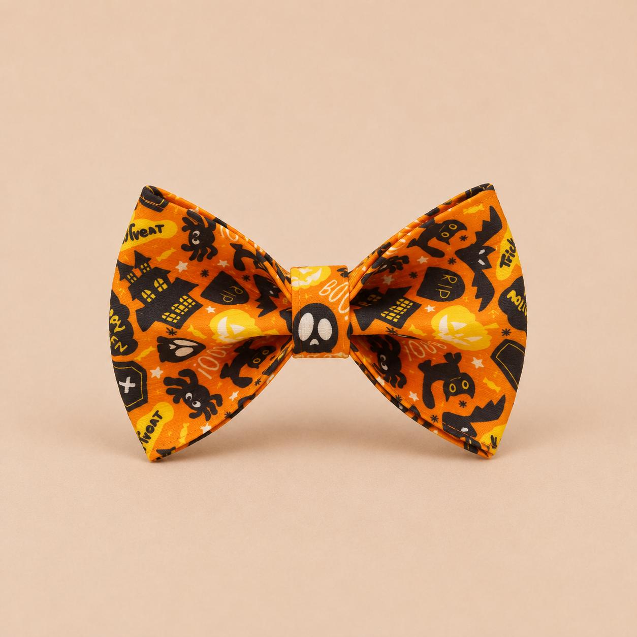 Personalised Halloween Dog Harness Optional Set with Collar, Leash & Bow Tie, Orange Black Pumpkin, Gold Buckle, Custom Polyester Pet Outfit
