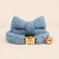 Personalized Cat Collar with Name Plate, Bell & Bow Tie, Custom Engraved Kitten Collar, Teddy Bear Cat Gift