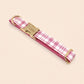 Personalized Pink Plaid Dog Harness Gift Set, Custom Name Collar & Rope Leash, Tartan Puppy Walking Set XS-XL