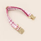 Personalized Pink Plaid Dog Harness Gift Set, Custom Name Collar & Rope Leash, Tartan Puppy Walking Set XS-XL
