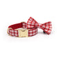 Plaid Dog Collar, Personalized Engraved Name Pet Collar, Preppy Plaid Collar with Leash, Bow Tie & Bag, Custom Puppy Collar Set