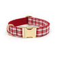 Plaid Dog Collar, Personalized Engraved Name Pet Collar, Preppy Plaid Collar with Leash, Bow Tie & Bag, Custom Puppy Collar Set