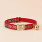 Floral Cat Collar, Engraved Name Buckle, Adjustable Kitten Collar, Polyester Pet Collar for Cats
