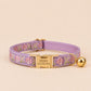 Floral Embroidered Cat Collar, Engraved Name Buckle, Adjustable Kitten Pet Collar