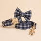 Custom Black and White Plaid Dog Harness & Optional Leash Set, Personalised Dog Harness Set, Collar Bow Tie, Adjustable