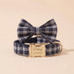 Custom Black and White Plaid Dog Harness & Optional Leash Set, Personalised Dog Harness Set, Collar Bow Tie, Adjustable