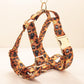 Personalised Halloween Dog Harness Optional Set with Collar, Leash & Bow Tie, Orange Black Pumpkin, Gold Buckle, Custom Polyester Pet Outfit