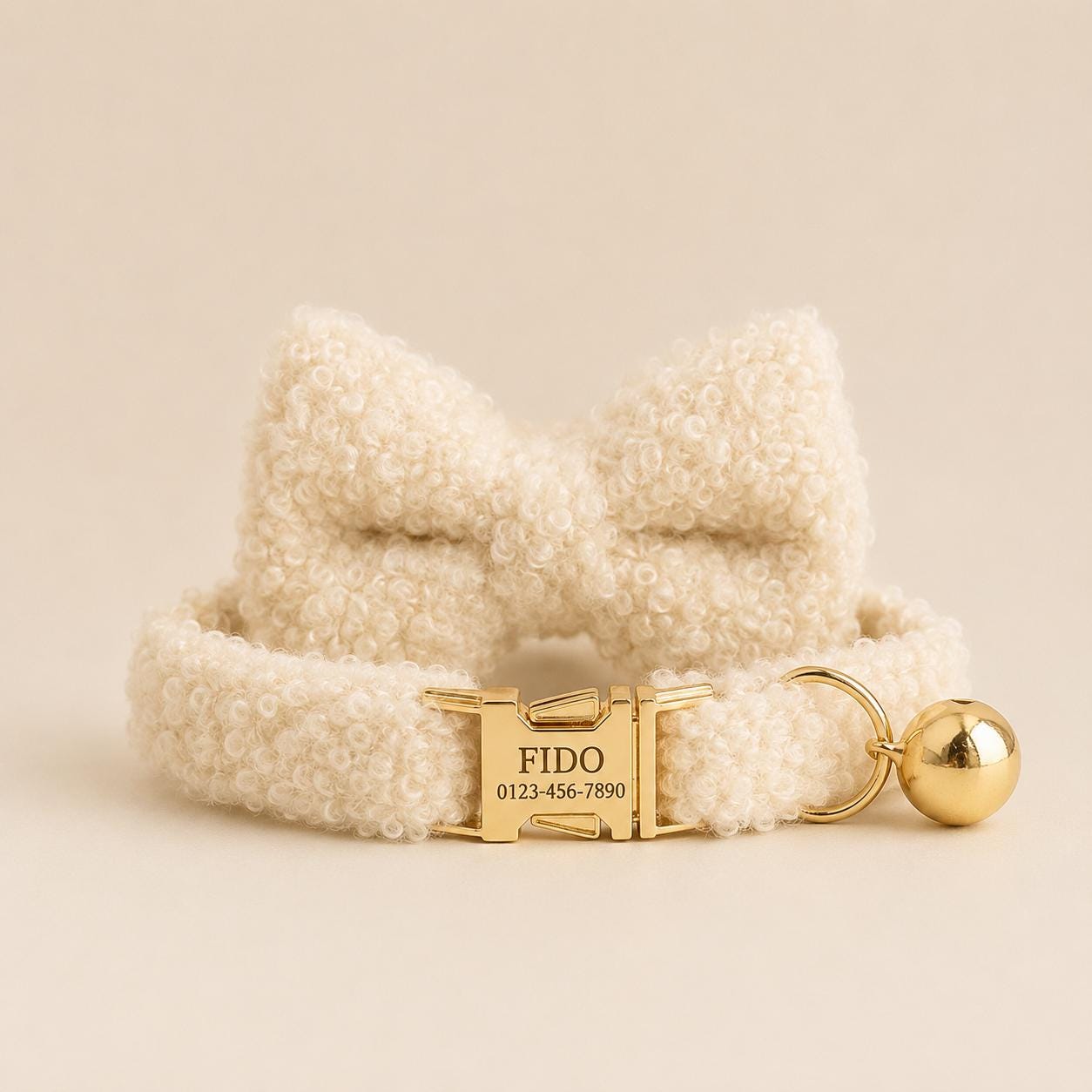Personalized Cat Collar with Name Plate, Bell & Bow Tie, Custom Engraved Kitten Collar, Teddy Bear Cat Gift