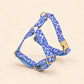 Blue and White Floral Dog Harness Set with Cream Rope Leash, Optional Combo
